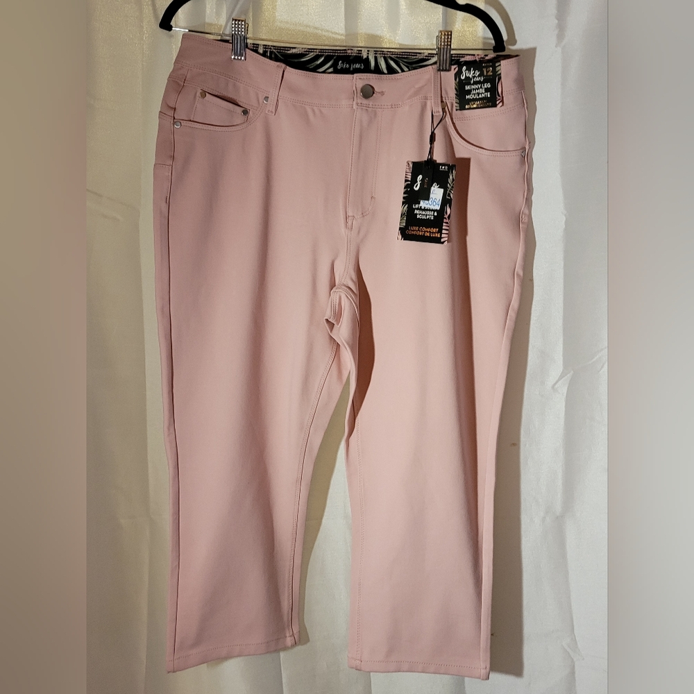 SUKO pink Denim Capris Stretchy Jeans